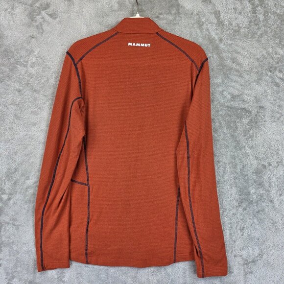 Mammut Pullover Mens Medium Orange Half Zip Chest Pocket Athletic Hiking Outdoor - Picture 12 of 12